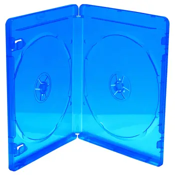 Prípad pre CD-DVD-BD | 2 kotúče | 11 mm | Modrá transparentná | 50 Ks-Dvojité CD DVD box bluRay plastové Riadenia